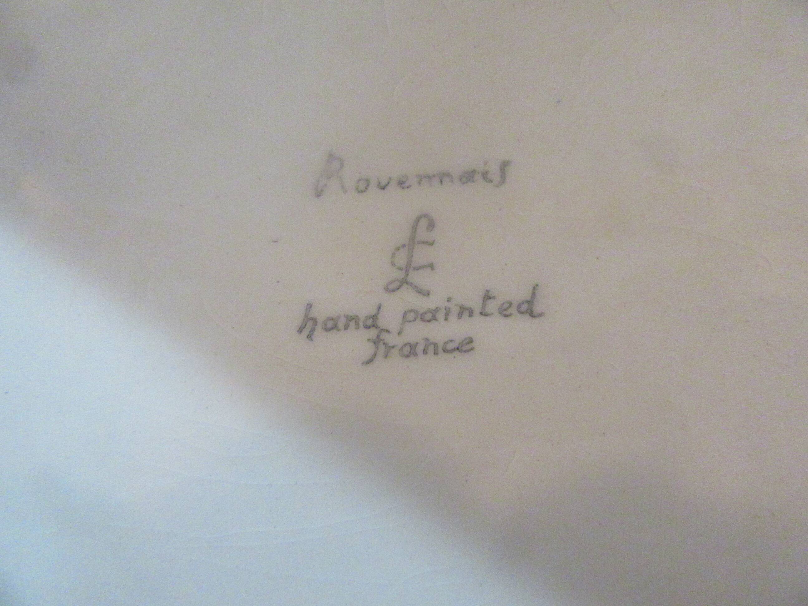 Ravier or small oval dish longchamps ceramics rouennais model