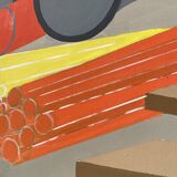Abstract construction site work canvas