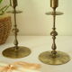 Pair of vintage engraved brass candle holders