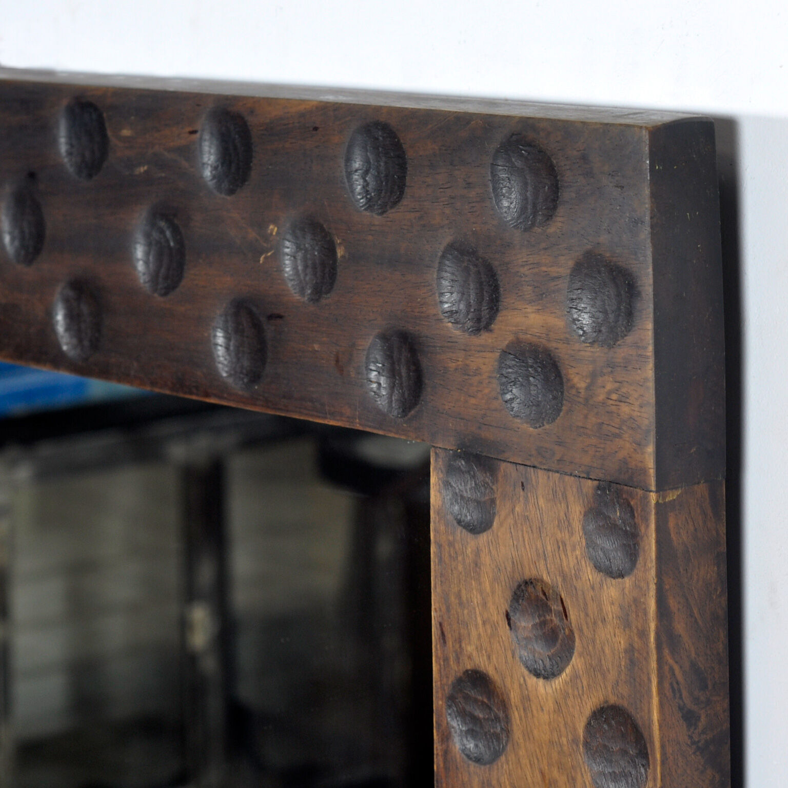 Oak brutalist mirror, 1970s