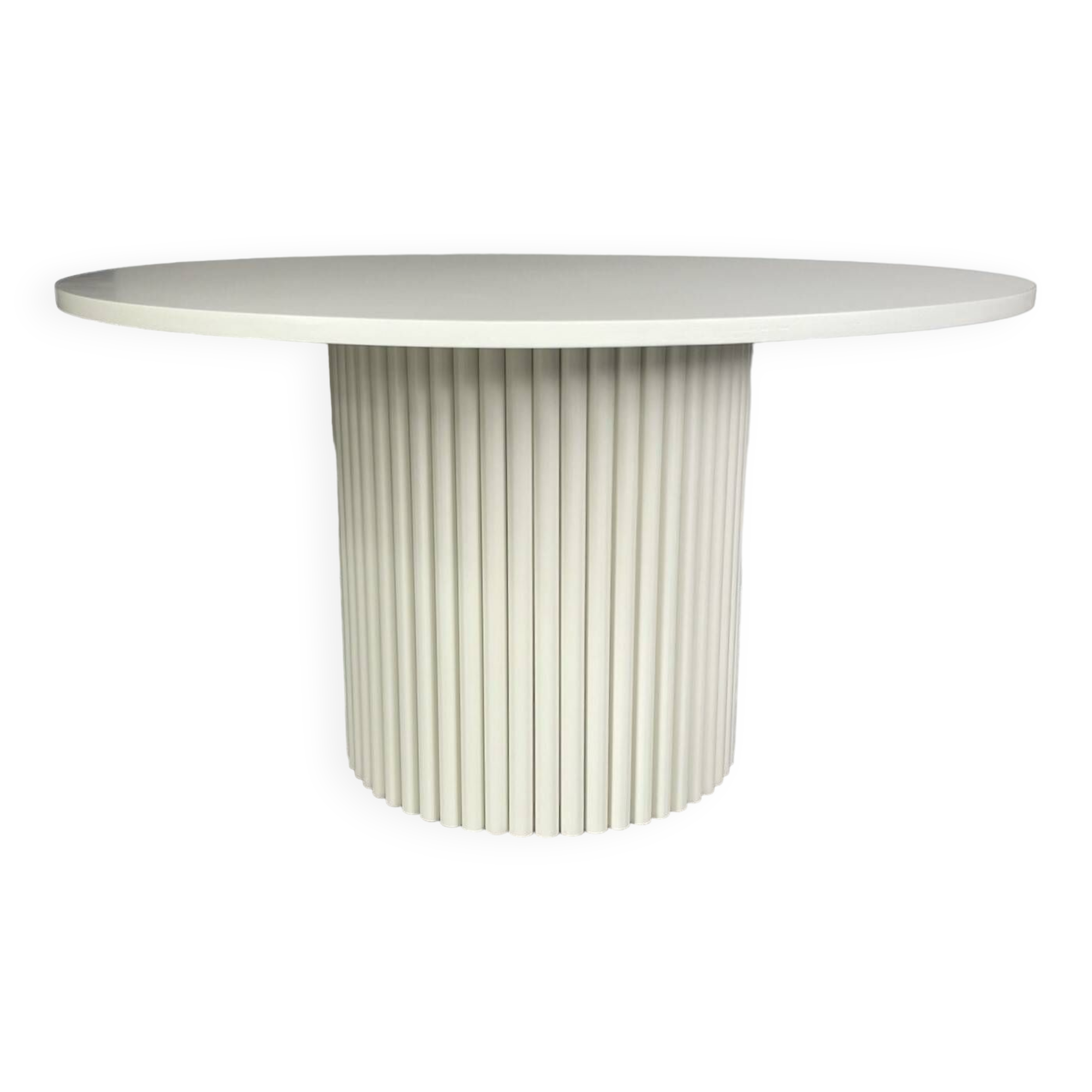 Table basse ronde cannelée beige clair