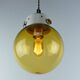Industrial Vintage Mid-Century Modern Amber Glass And Brass Metal Lamp