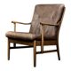 Fauteuil vintage en hêtre et cuir marron du milieu du siècle de Farstrup Møbler