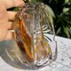 Magnificent Vintage Bohemian Ashtray in Cut Crystal of Yellow Orange