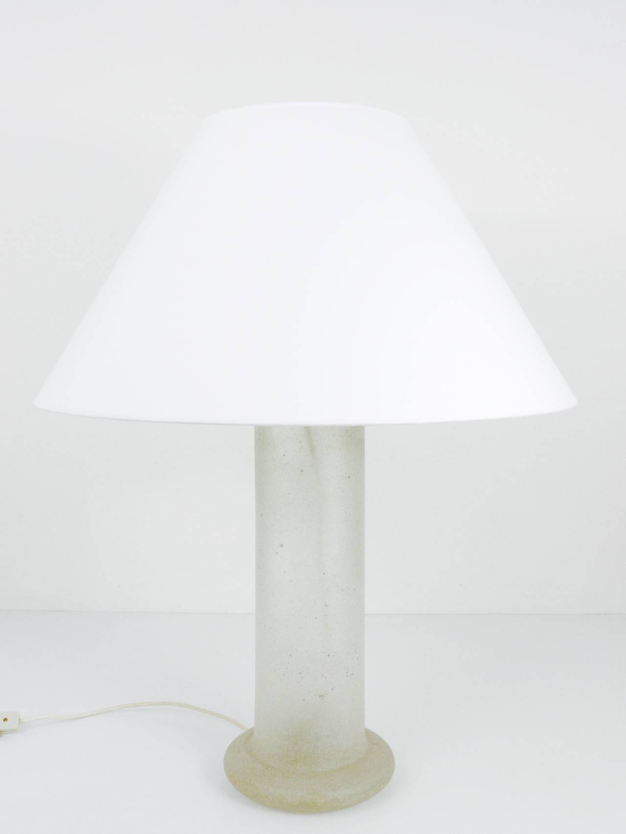 Table lamp signed by Karl Springer with a frosted glass base, 1970s.