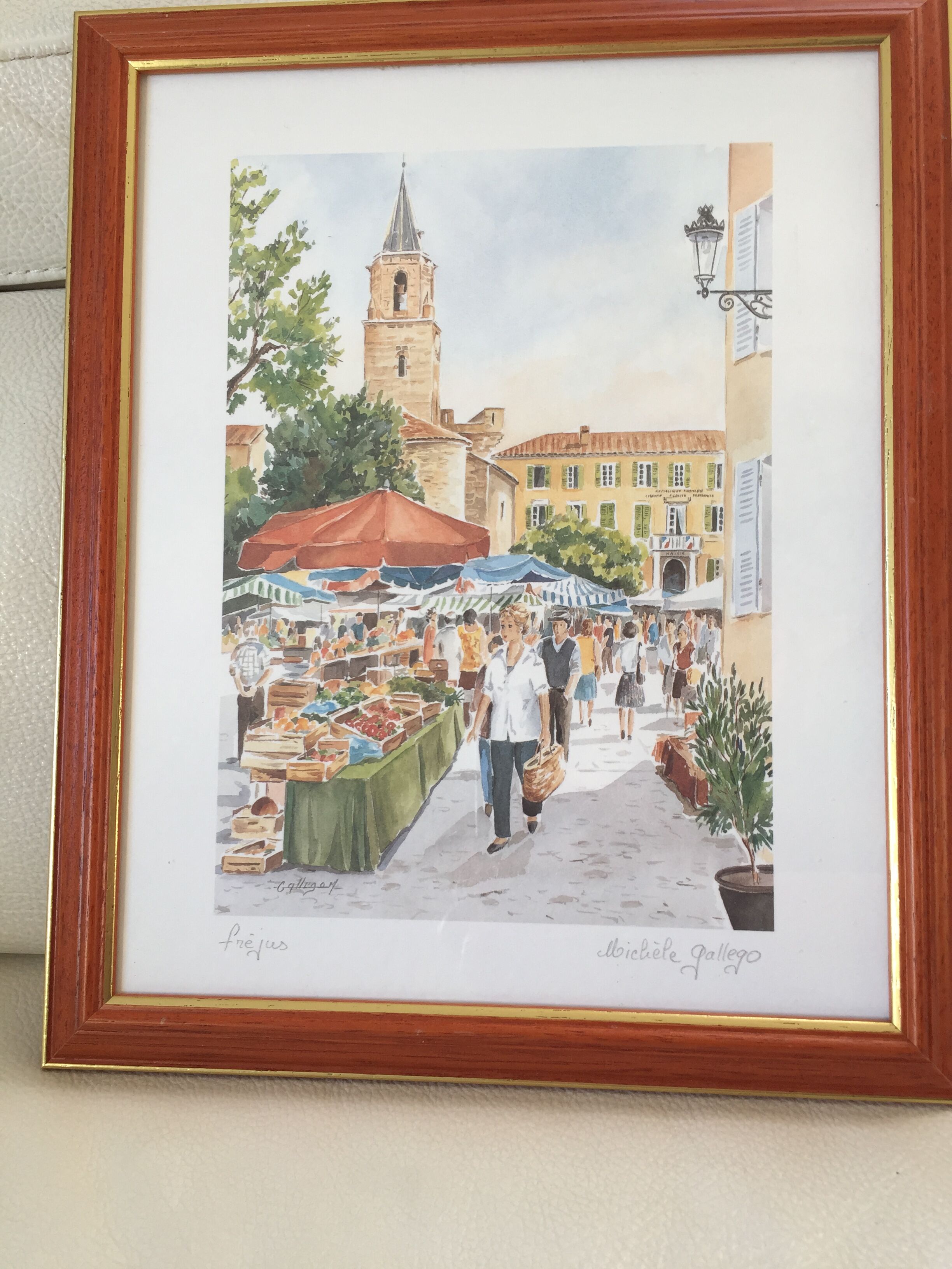 Framed watercolor by Michèle Gallego - Fréjus