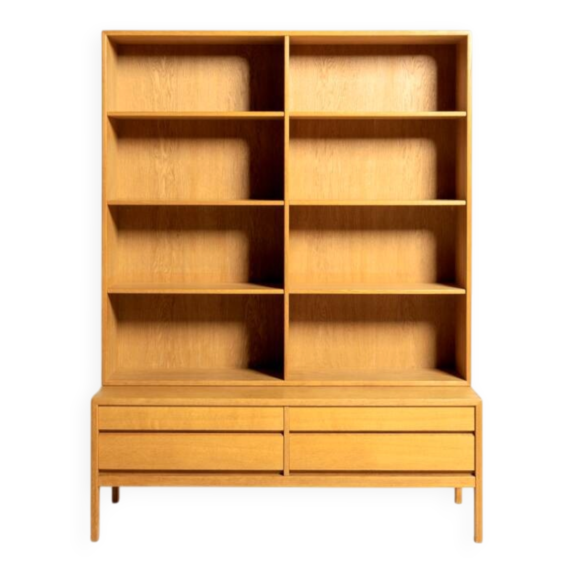 Scandinavian oak bookcase with drawers, 1960s/1970s