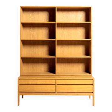 Bibliothèque en chêne scandinave avec tiroirs, années 1960/1970