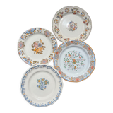 Composition of 4 flat earthenware plates, Gien