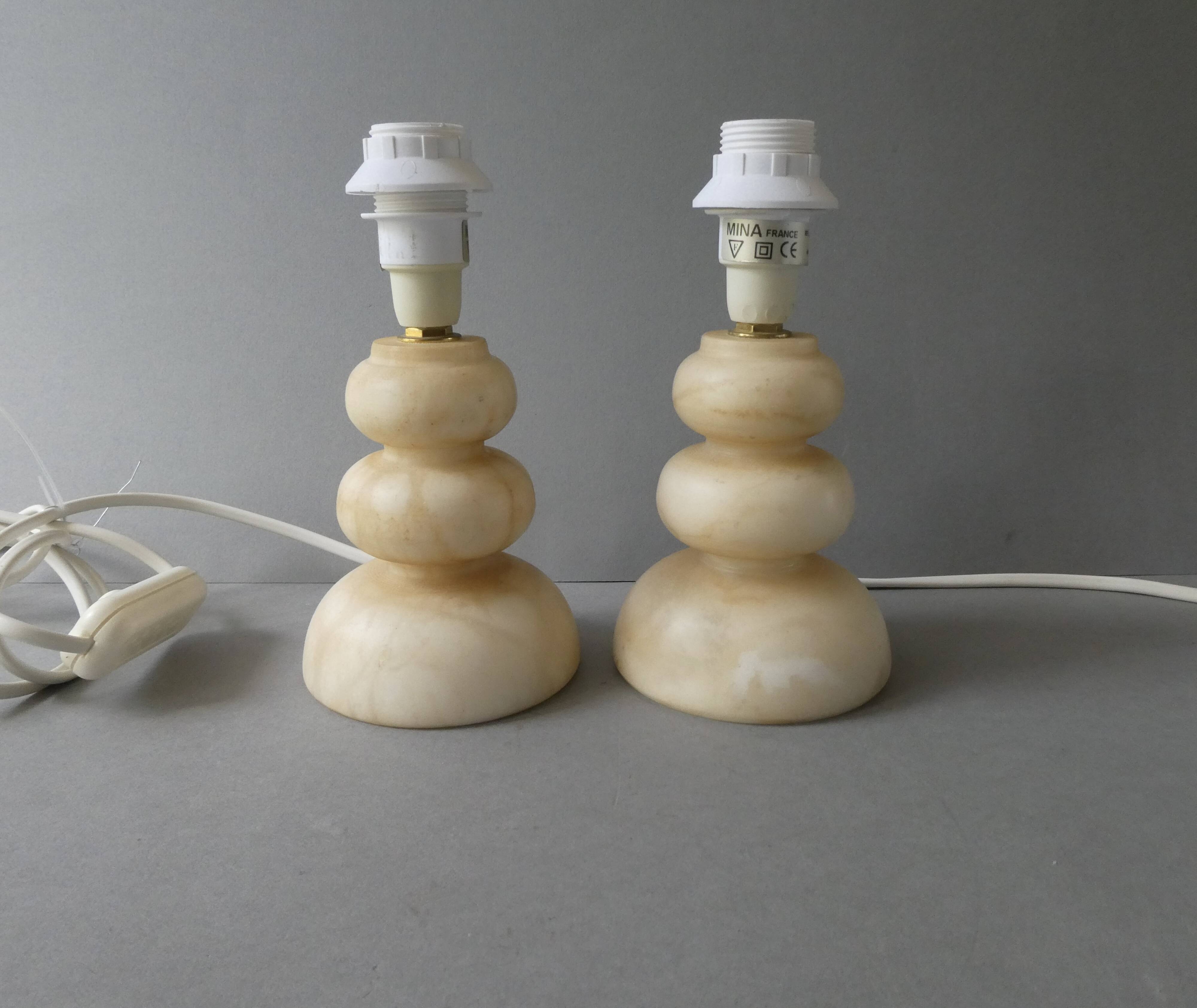 Paire de lampes en albâtre, années 70-80