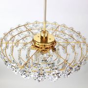 Chandelier, brass and crystal glass by Kinkeldey, Germany, 1970s.