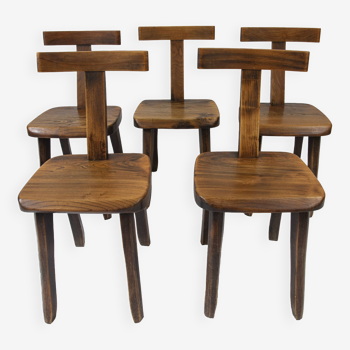 Lot de 5 chaises vintage en orme massif par Olavi Hanninen pour Mikko Nupponen, 1950