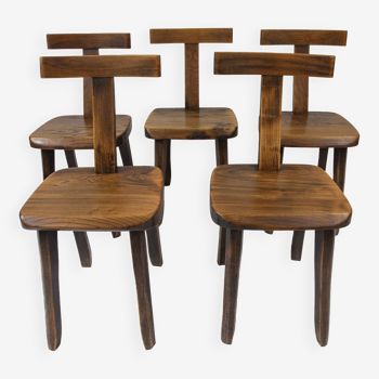 Set of 5 vintage solid elm chairs by Olavi Hanninen for Mikko Nupponen, 1950s