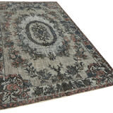 Handmade hi-low pile anatolian 1980s 173 cm x 284 cm grey rug