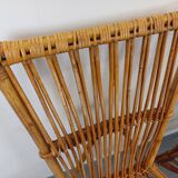 Set of 4 vintage Audoux Minet rattan chairs from the 1950s and 60s.