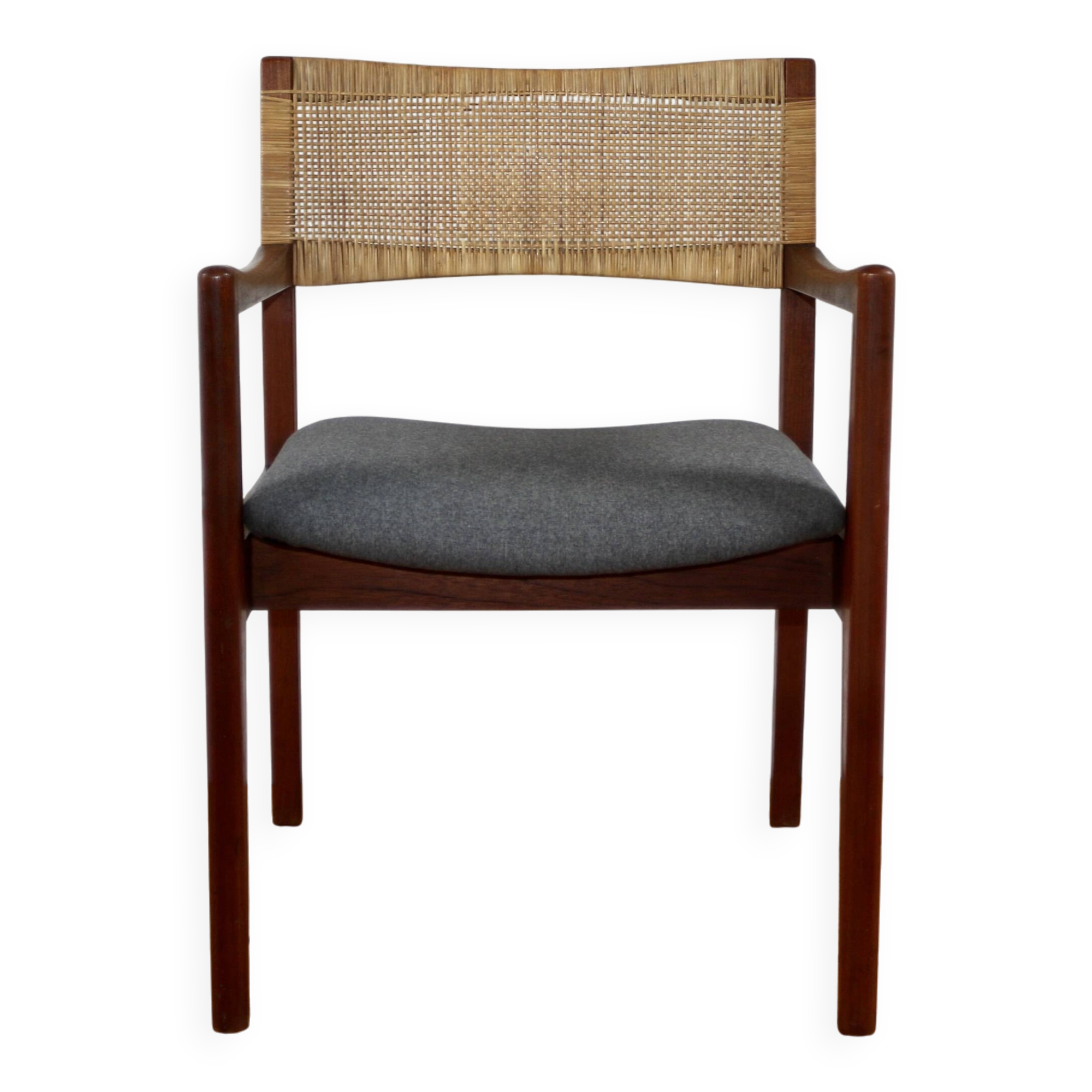 Fauteuil scandinave en teck et rotin, 1960