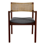 Fauteuil scandinave en teck et rotin, 1960
