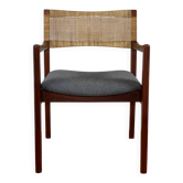 Fauteuil scandinave en teck et rotin, 1960