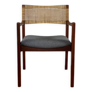 Fauteuil scandinave en teck et rotin, 1960