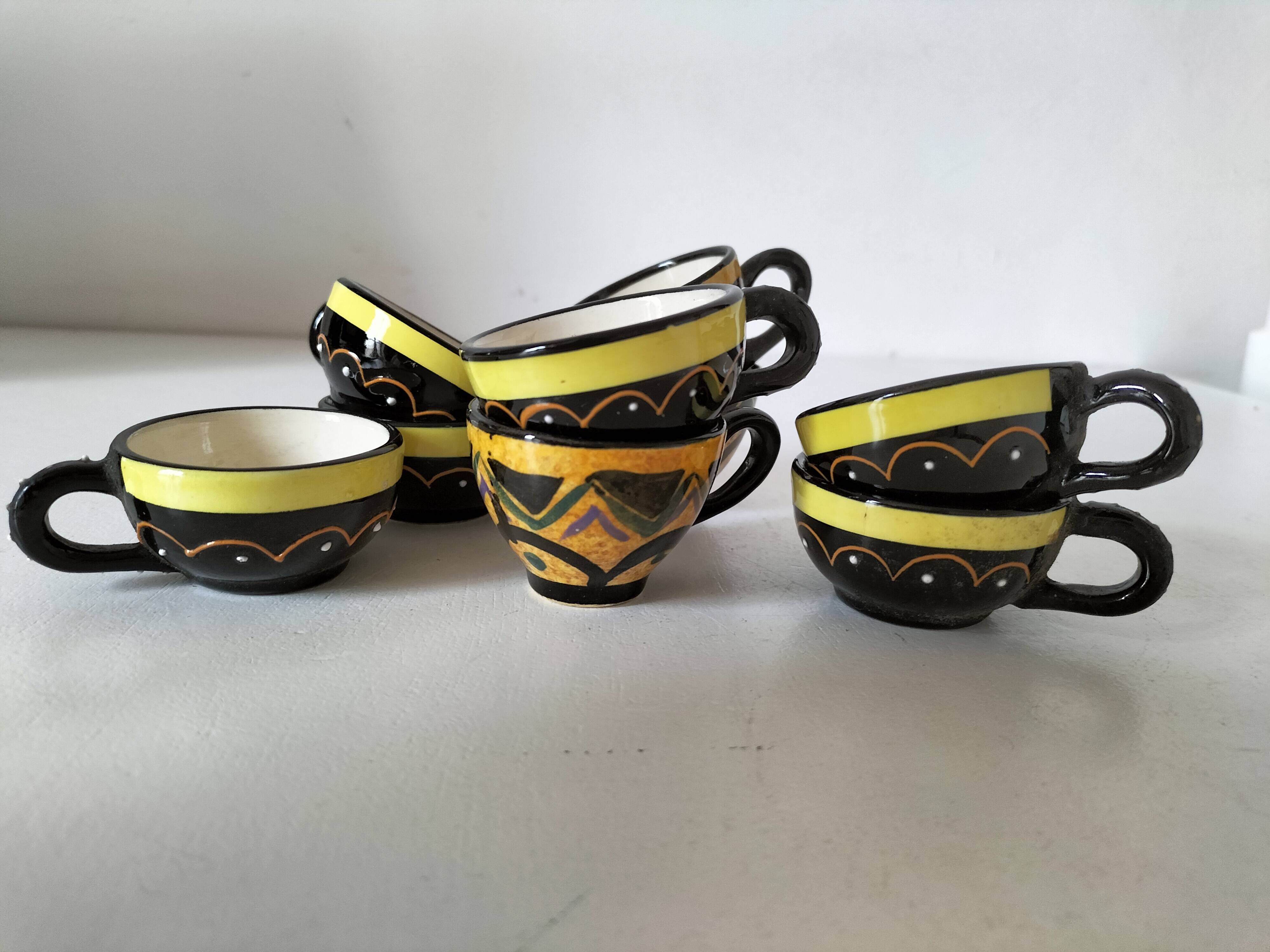Vintage Breton mini cups – HB & St Jean – 9 pieces