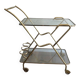 Italian designer rolling table in brass and engraved glass