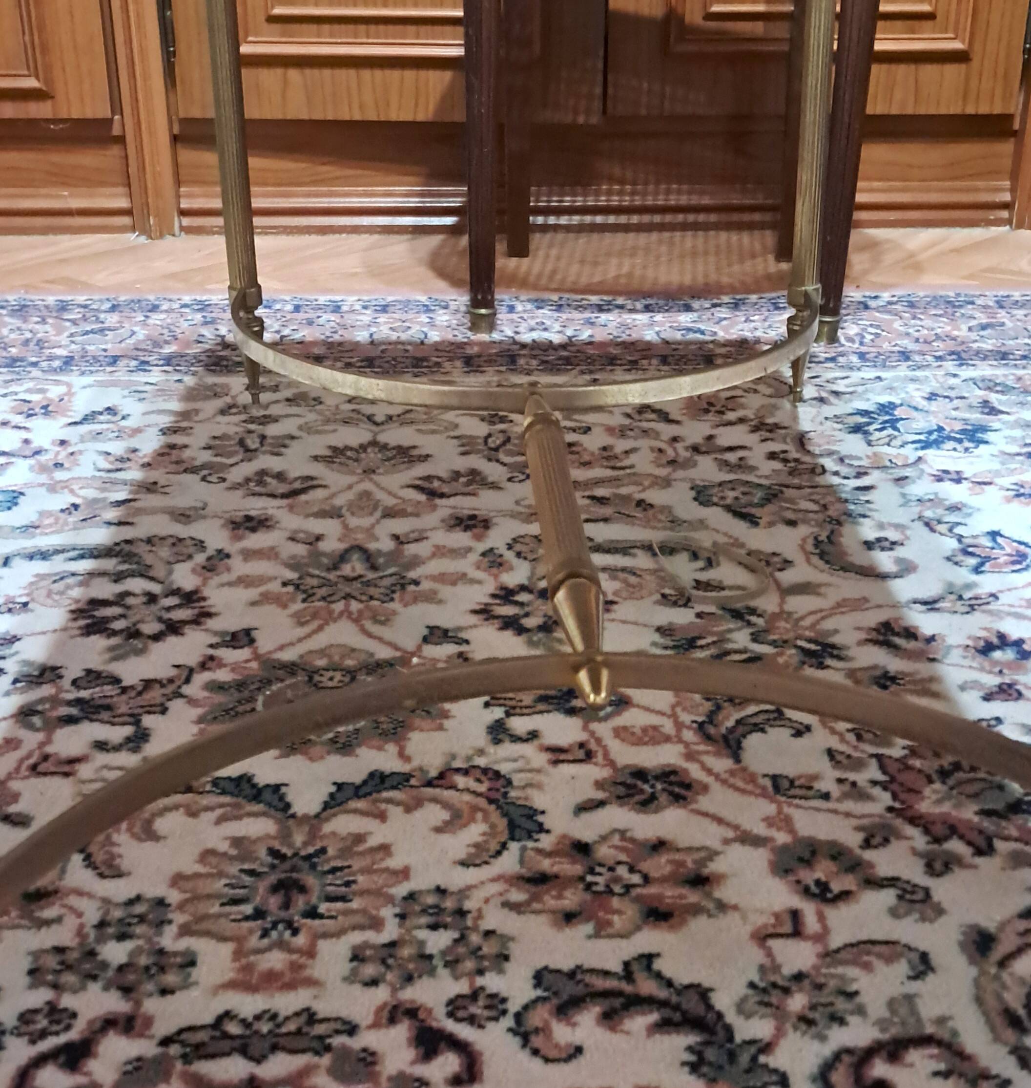Coffee table in brass and veined green marble from the 1960s.