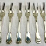 6 Ercuis Filet Chinon table forks in silver metal