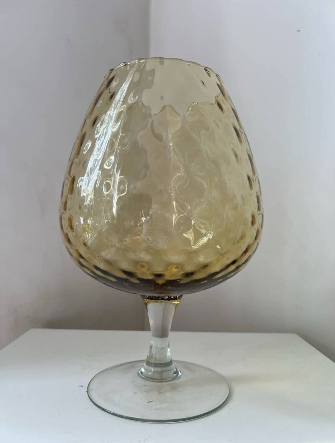 Large Glass Vase Empoli Italy Vintage 1970