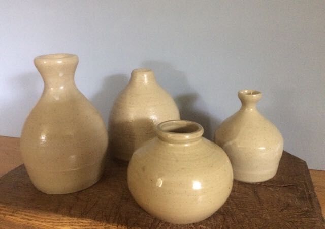 Set of 4 sandstone 70's vases