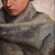 Portrait de femme en style impressionniste de peinture italienne.