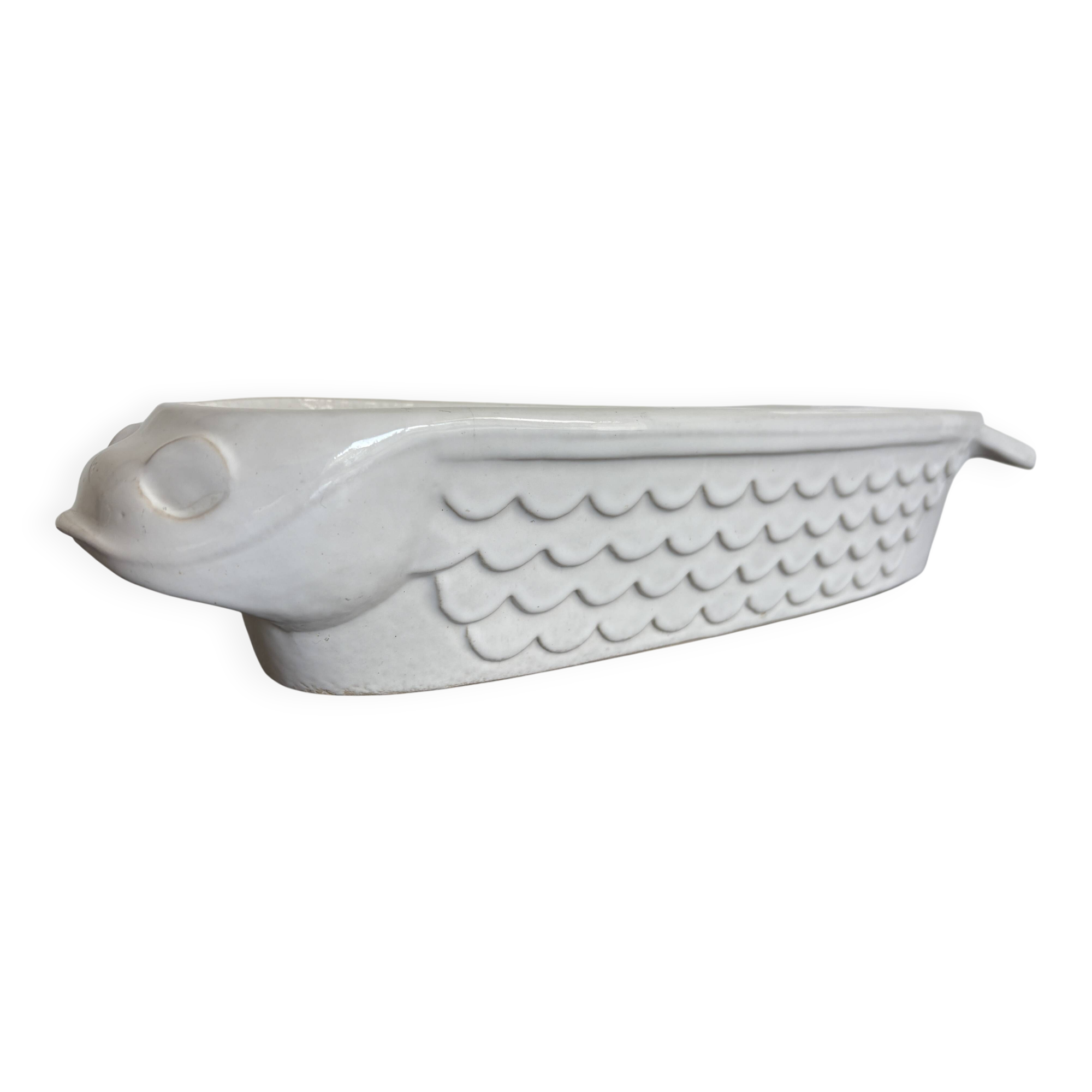 Plat de service poisson rétro céramique déco cuisine