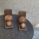 Pair of vintage carved wood and metal ball bookends