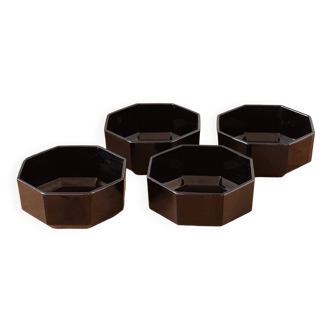 4 octagonal black Arcoroc cups