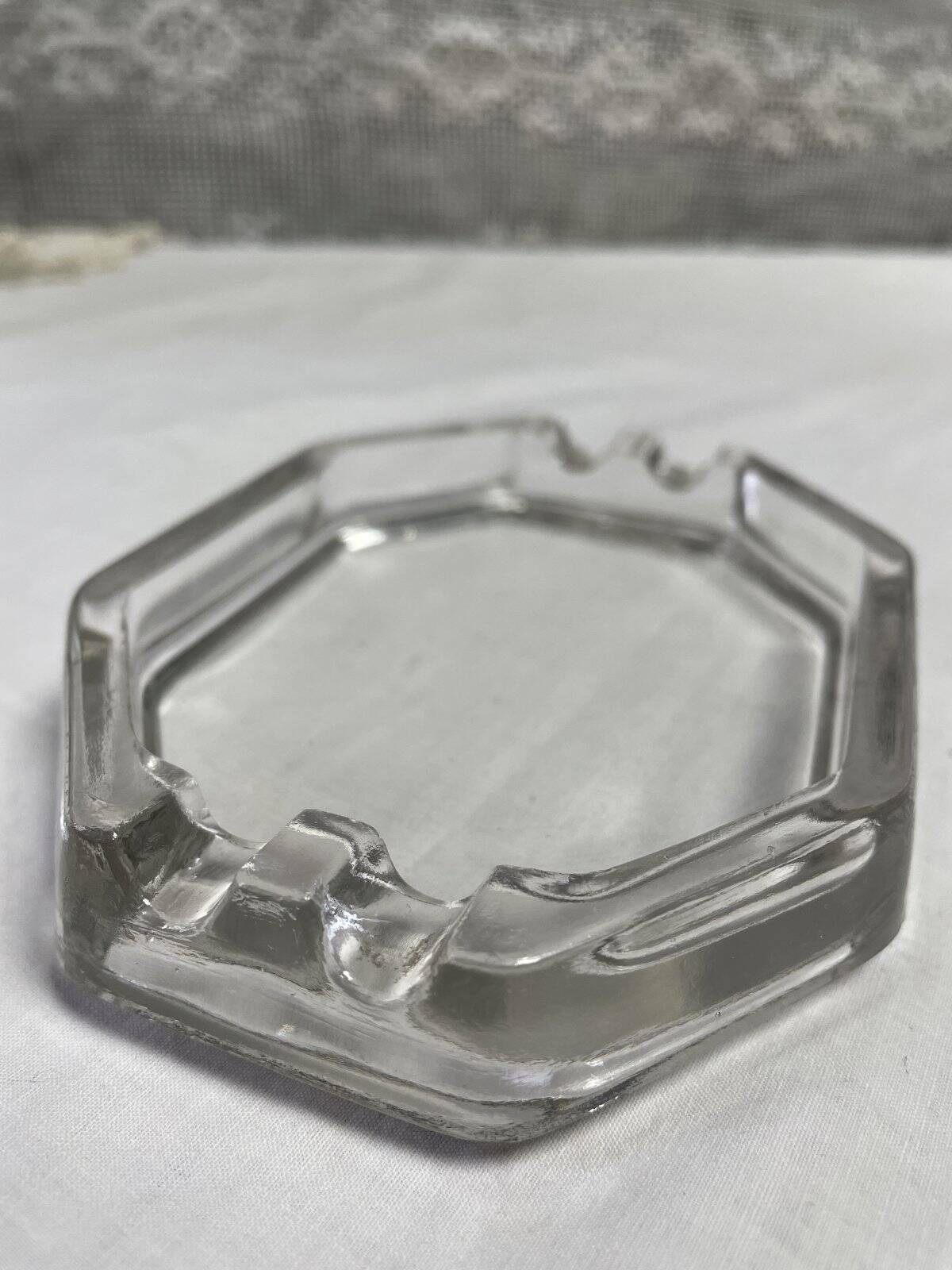 Vintage octagonal glass ashtray