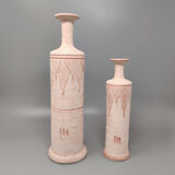 Pair of Vases in Ceramic in Antique Pink Color. Made in Italy