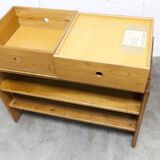 Low cabinet from Maison Regain, solid elm, circa 1960, with drawer