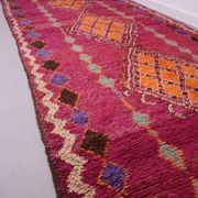 Large Burgundy Moroccan rug 196 x 472 cm - Vintage Moroccan Wool Rug Boho