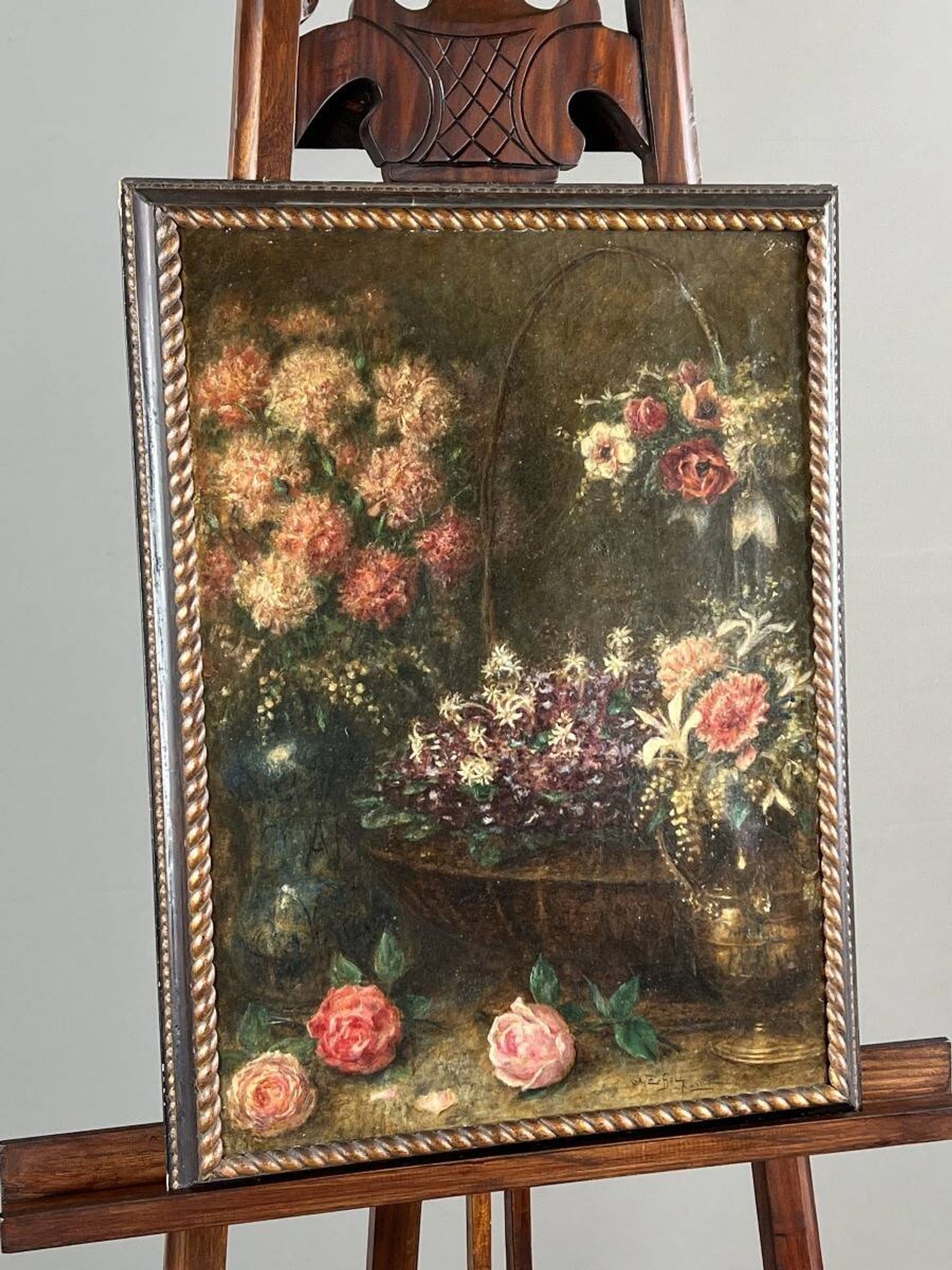 Paintings, Pair of still lifes with flowers by Angelo Zoffoli (1860–1910)