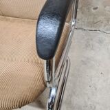 Vintage tubular ribbed office armchair