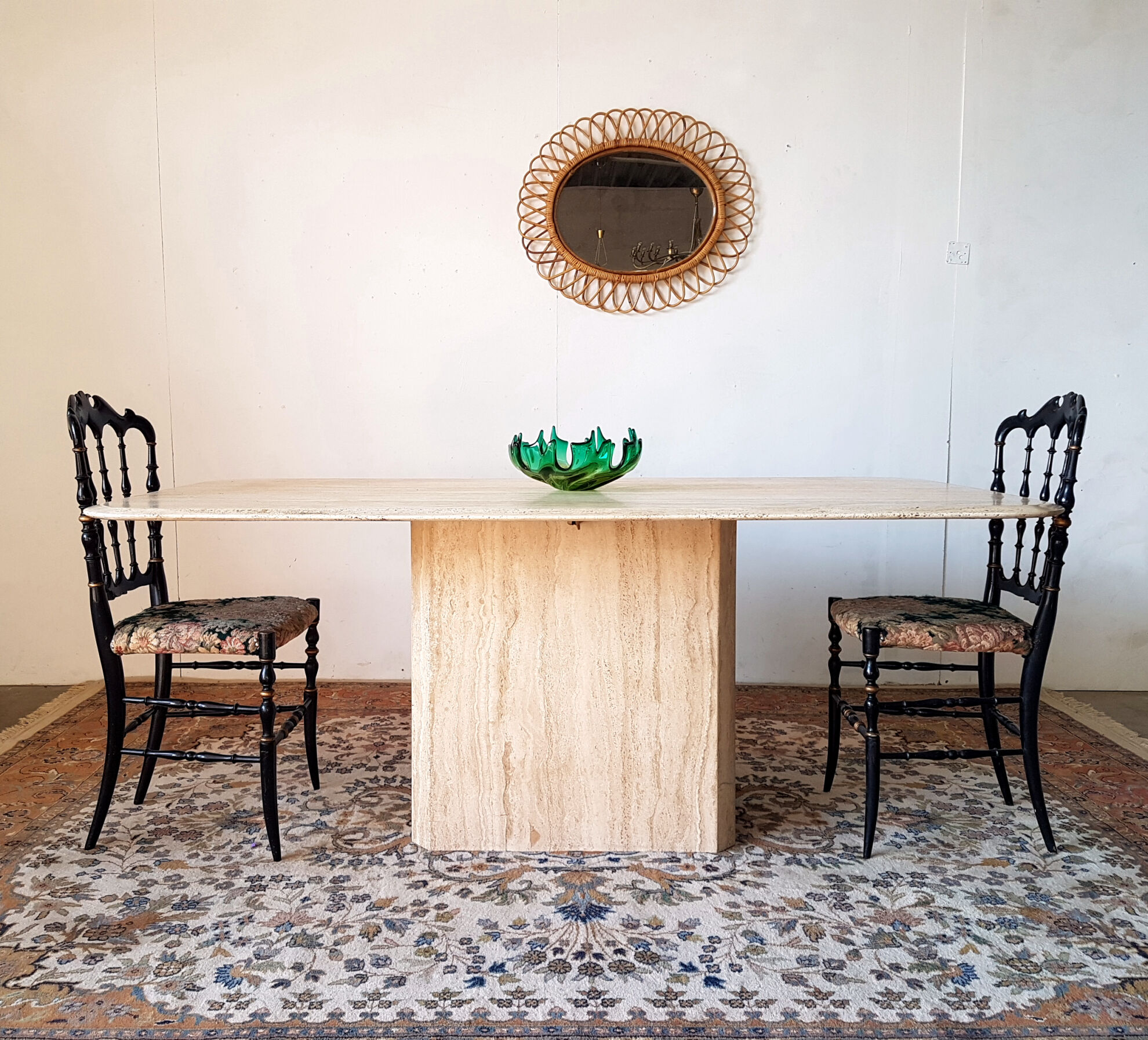 Table rectangulaire en travertin années 1970