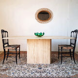 Table rectangulaire en travertin années 1970