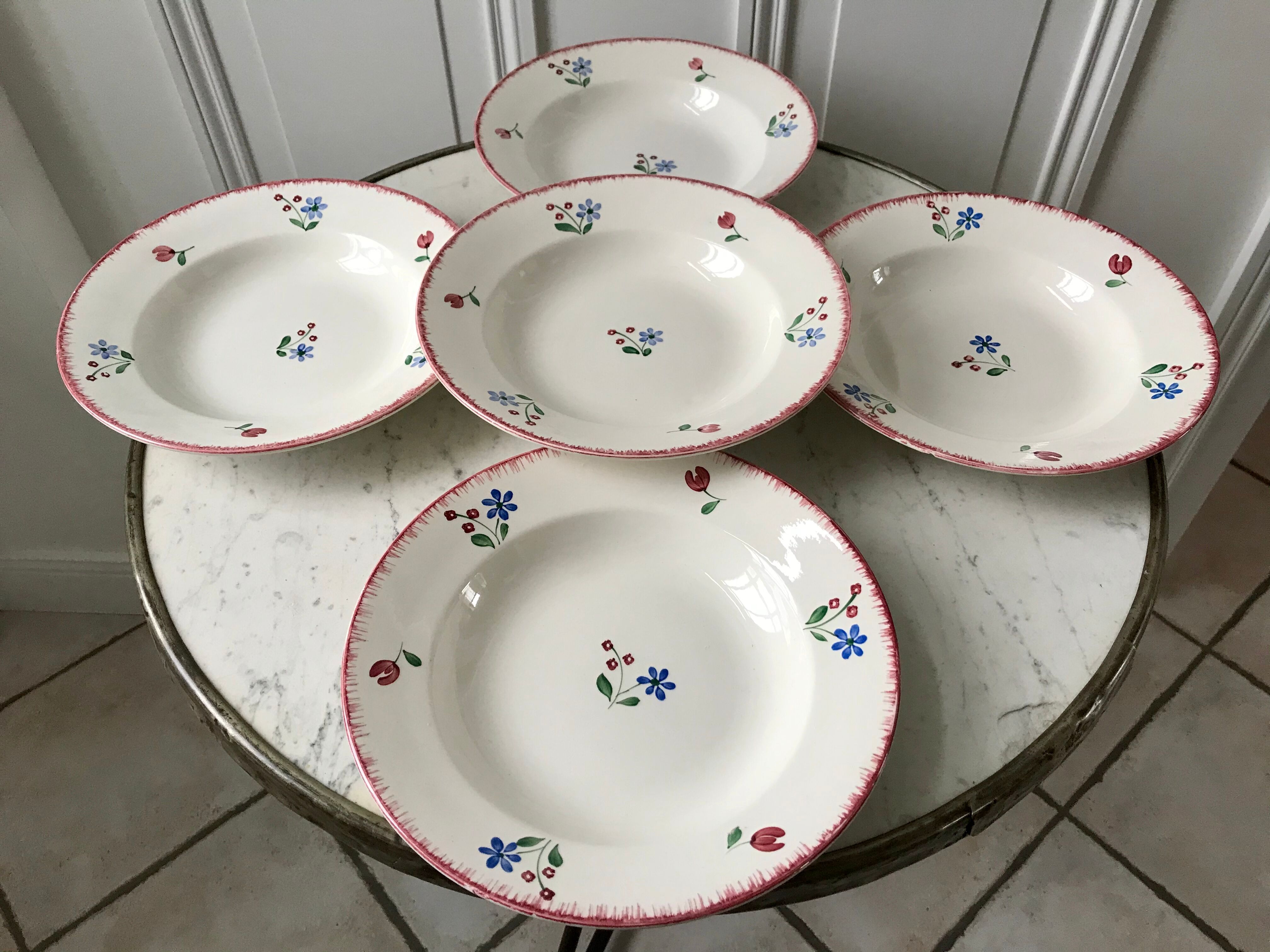 Lot of 5 hollow plates badonviller model "dany" years 30-40