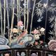 Chinese lacquered screen with decorations of birds and bamboo. Chinese work. Around 1950.