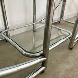 Old circular shelf tubular glazed bookcase art deco style bauhaus design 70s