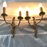 Paire d’appliques 2 lumières bronze St Louis XV