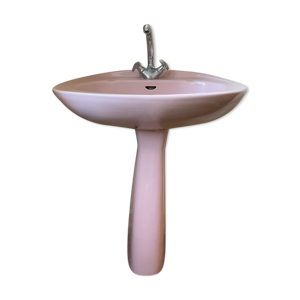 Lavabo rose vintage années 1970