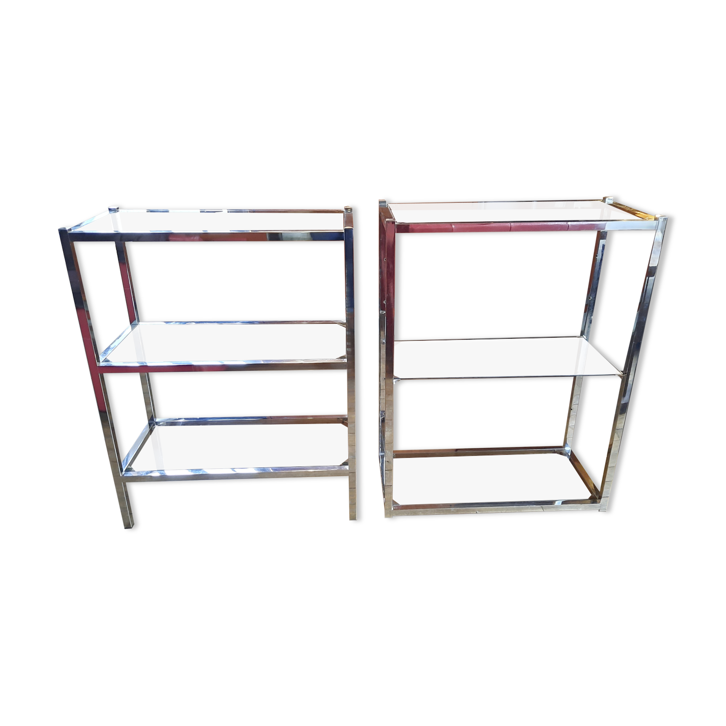 Lot de 2 étagères en métal chromé vintage