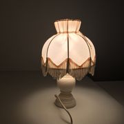 Pair of bedside lamp with vintage fringed shade
