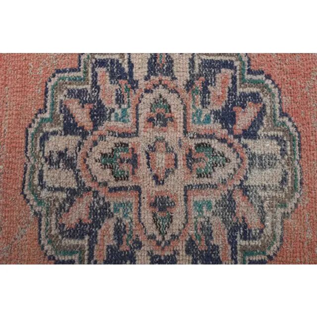 Vintage Turkish Oushak handmade cotton orange wool runner 73x273