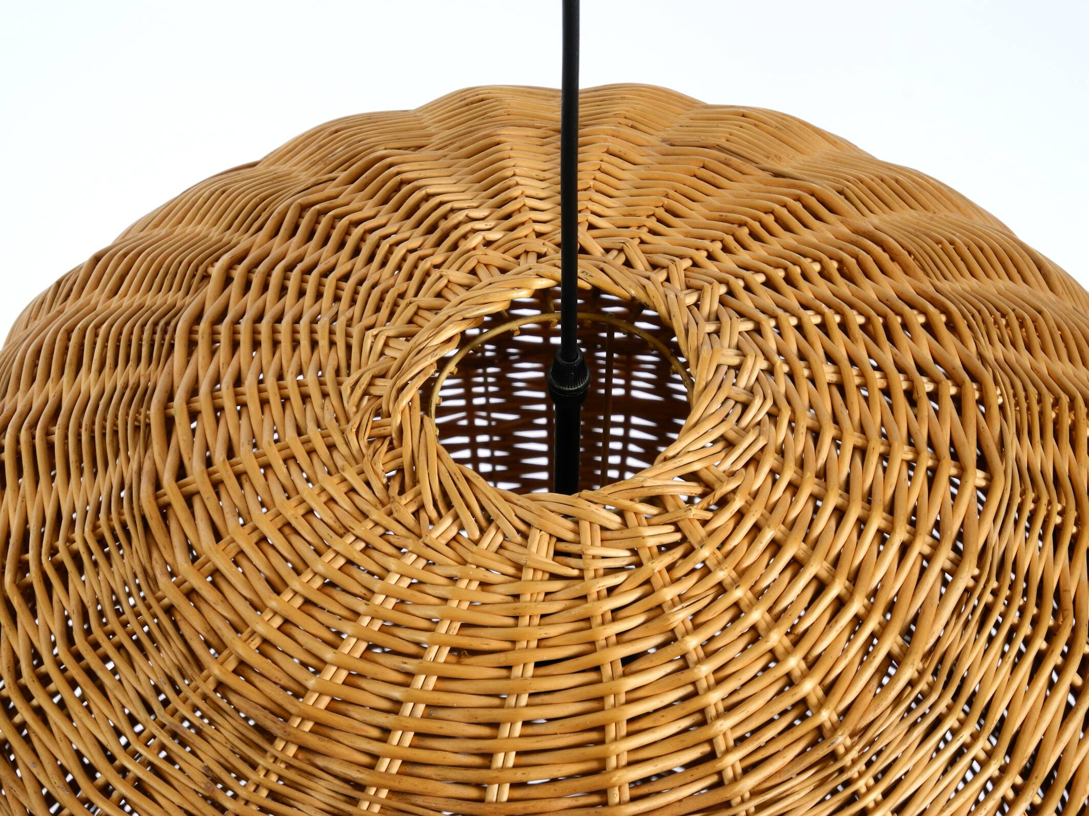 Very rare original XXL rattan ball pendant lamp | Mid Century Modern | Ø 66